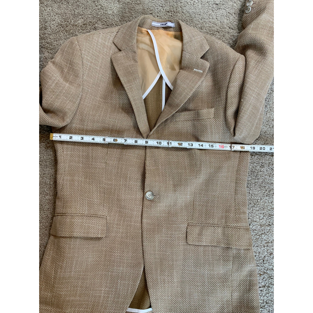 Xram Women's Tan Blazer Med Notched Lapel Office Business Preppy Light Academia - Picture 7 of 16